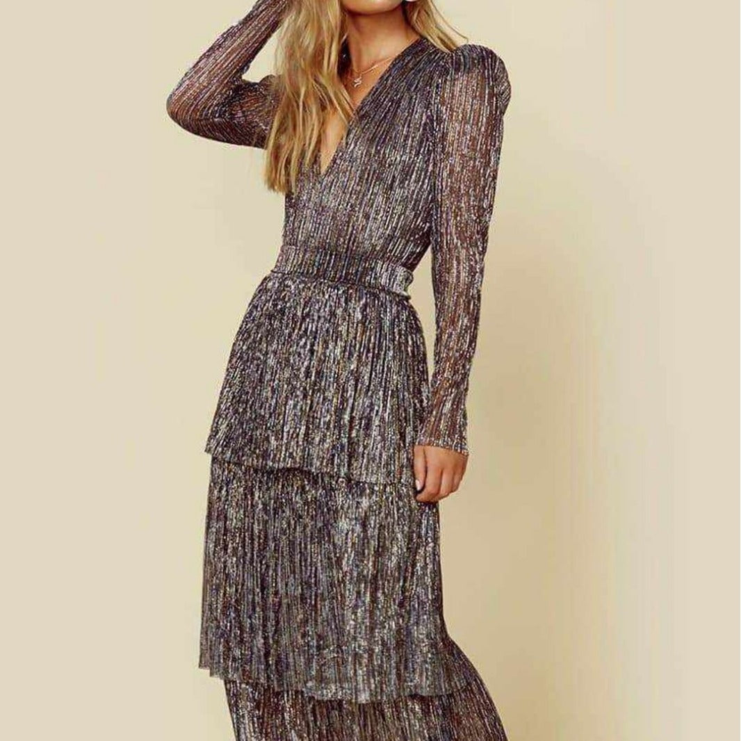 Damen Abendkleid V-Ausschnitt Schillernde Lagen Norvielle - Norvielle