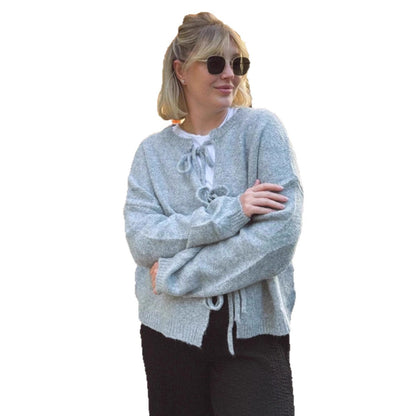 Damen Strickjacke Kuschelig Weit Ärmel Beige