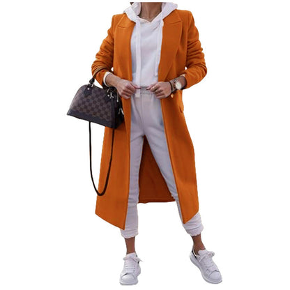 Damen Übergangsjacke Elegantes Design Revers Taschen Beige