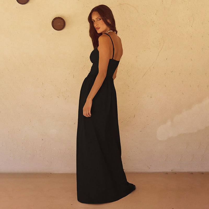 Damen Sommerkleid Lang Spaghettiträger Norvielle