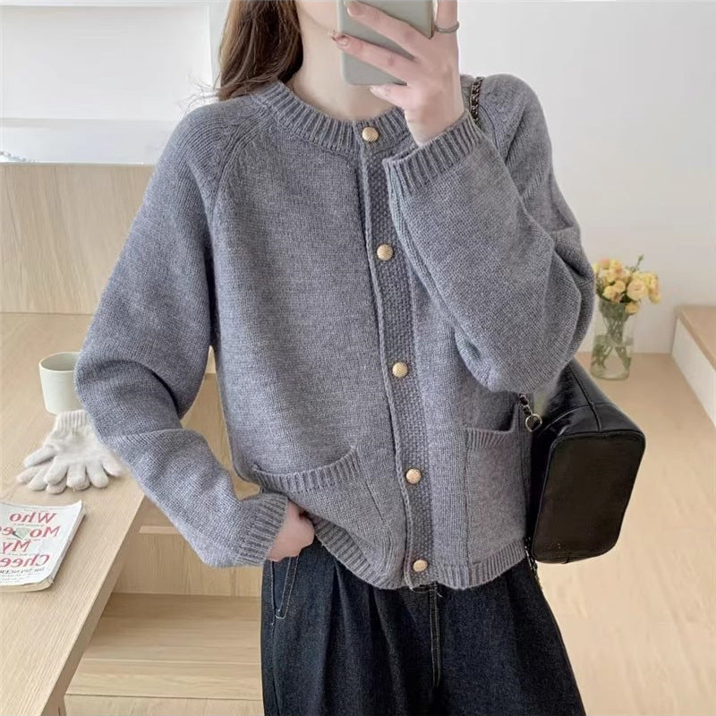 Damen Strickjacke Hochwertige Strickstruktur Praktische Taschen - Norvielle