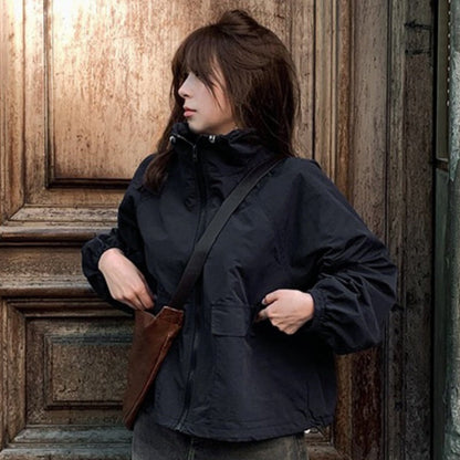 Damen Übergangsjacke Sportlich Hochkragen Praktische Taschen Norvielle