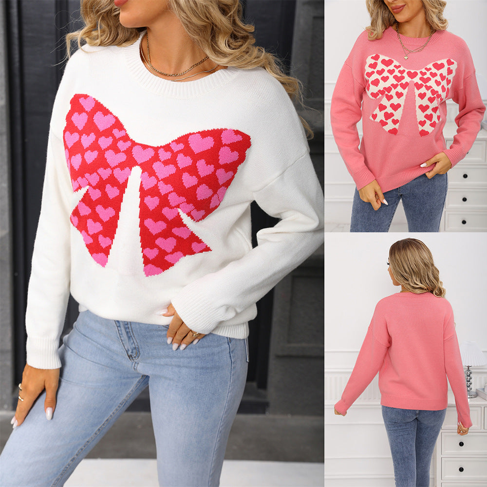 Damen Pullover Herzmotiv Weite Ärmel Norvielle - Norvielle