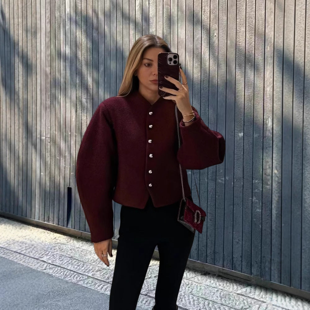 Damen Kurzjacke Voluminöse Ärmel Norvielle