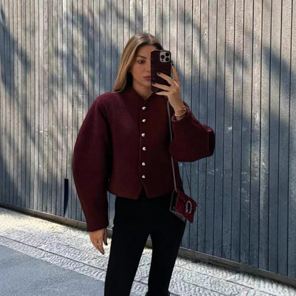 Damen Kurzjacke Voluminöse Ärmel Norvielle