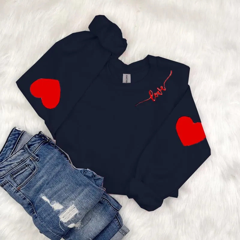 Damen Sweatshirt Herzen-Design Lässiger Schnitt Norvielle