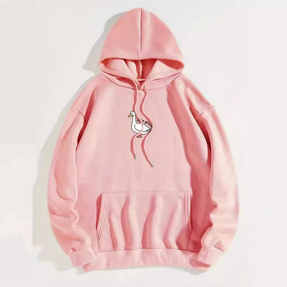 Damen Kapuzenpullover Gänsemotiv Weiches Fleece Innen Norvielle