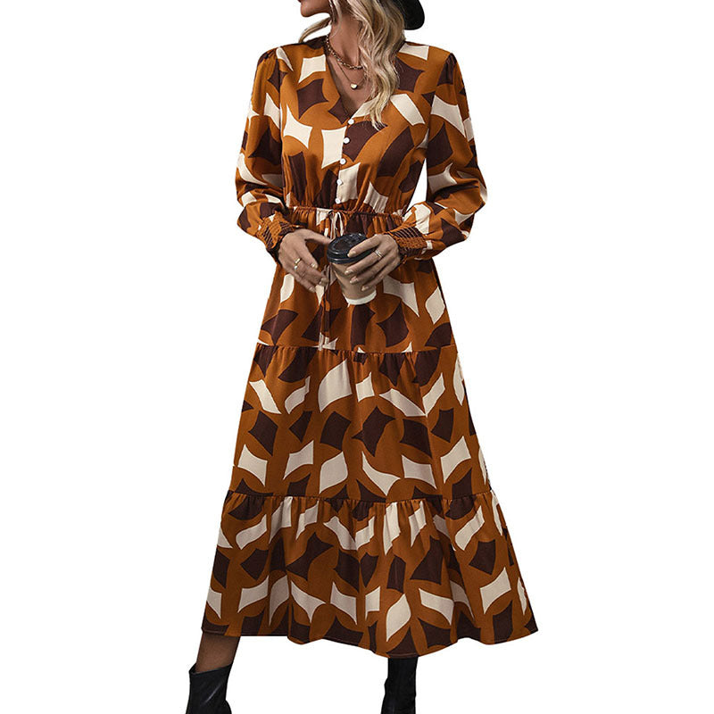 Damen Maxikleid Tailliertes Oberteil Mustermix