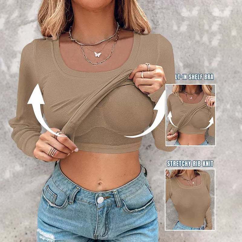 Damen Cropped Langarmshirt Mit Trägershirt Norvielle