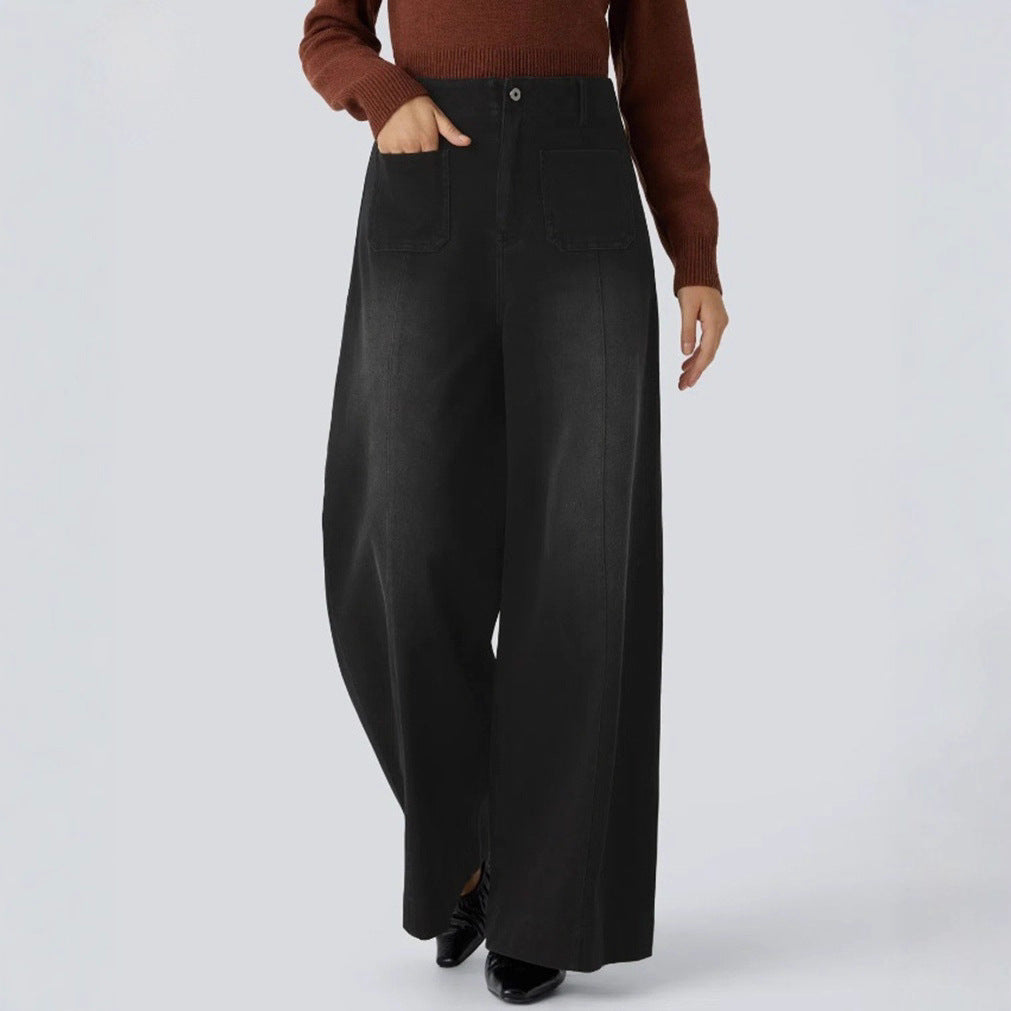 Damen Weite Jeanshose Hochtaschen Norvielle