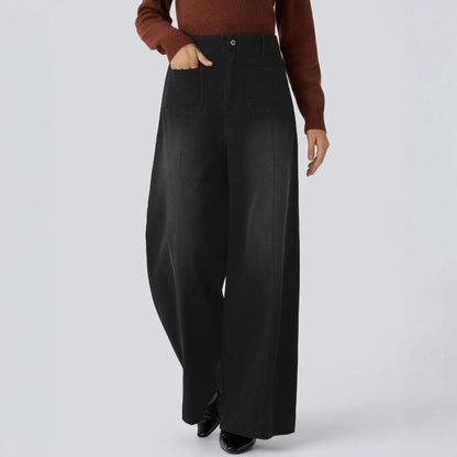 Damen Weite Jeanshose Hochtaschen Norvielle