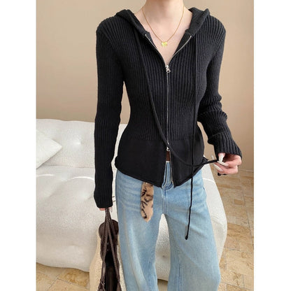 Damen Strickjacke mit Kapuze und Reißverschluss Norvielle