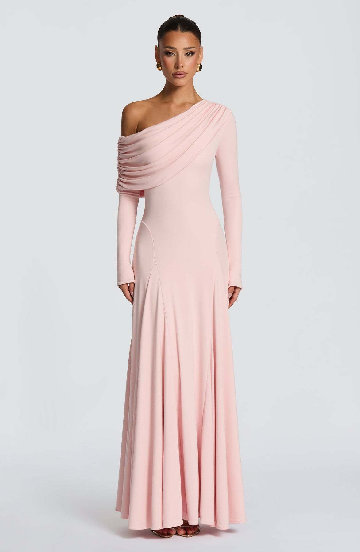 Damen Maxikleid Langarm Asymmetrisch Norvielle