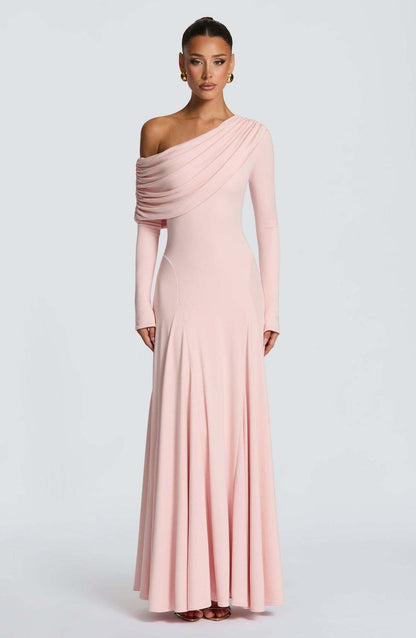 Damen Maxikleid Langarm Asymmetrisch Norvielle