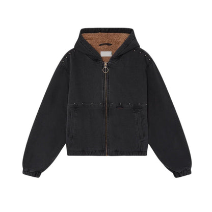 Damen Jeansjacke Kapuze Taschen Norvielle - Norvielle