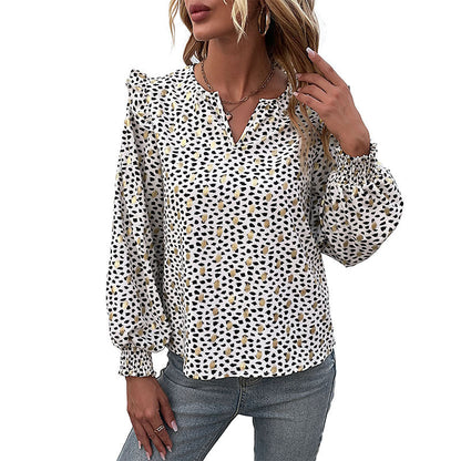 Damen Bluse Tiermuster Rüschendetails Norvielle