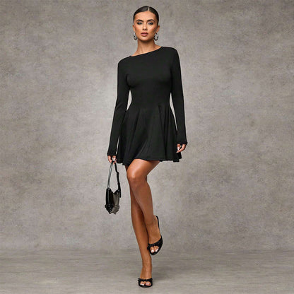 Damen Mini-Kleid Puffärmel Schwingrock Norvielle