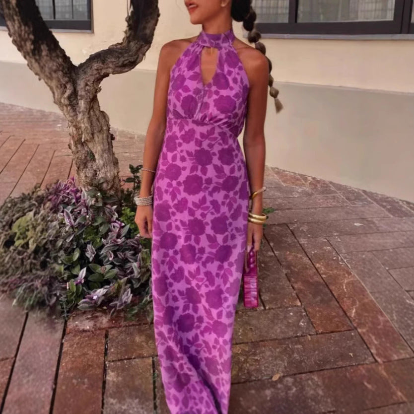 Damen Abendkleid Florales Design V-Ausschnitt Norvielle