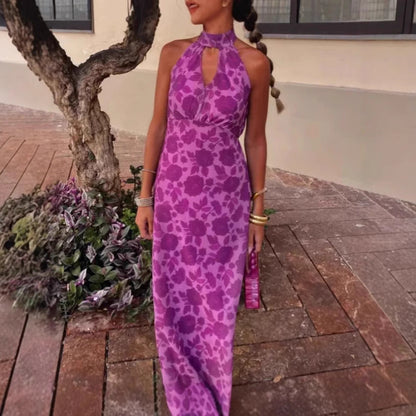Damen Abendkleid Florales Design V-Ausschnitt Norvielle