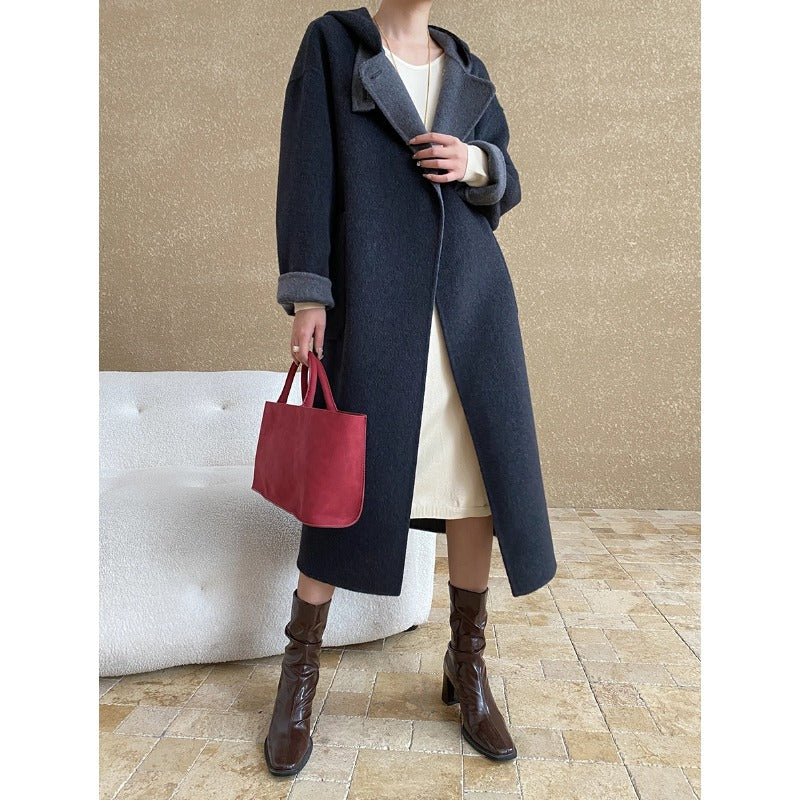 Damen Wickelmantel mit Kragendetails und warmem Futter Norvielle