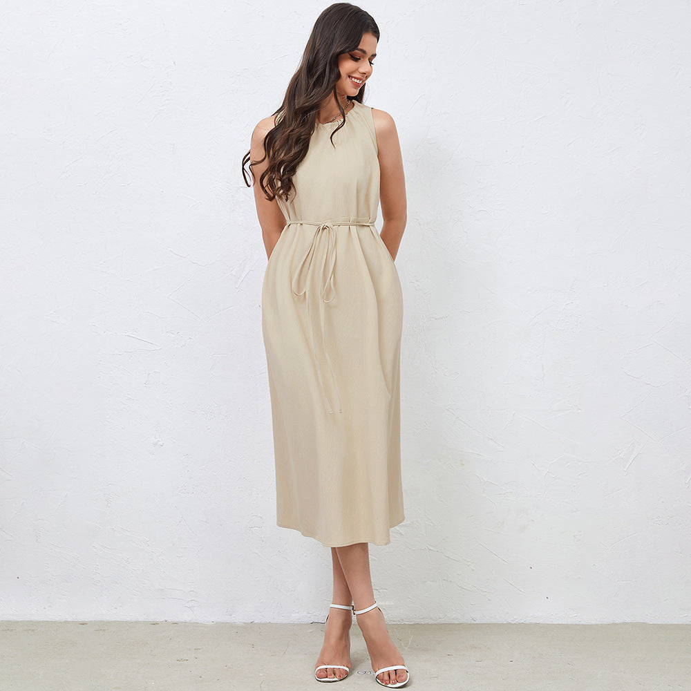 Damen Midikleid Kordelzug Schwingender Saum Norvielle