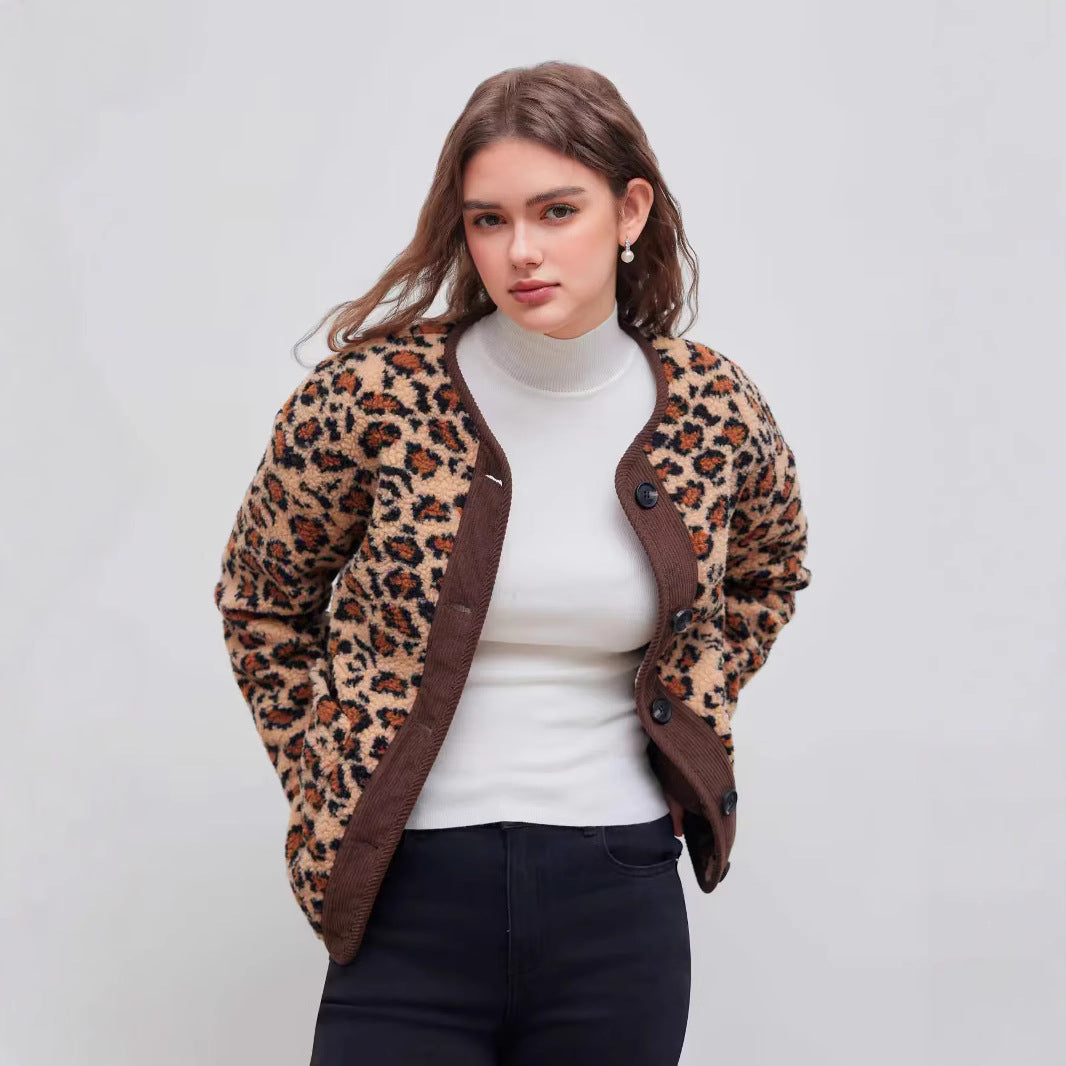 Damen Isolierte Leopardenjacke Wärme Norvielle