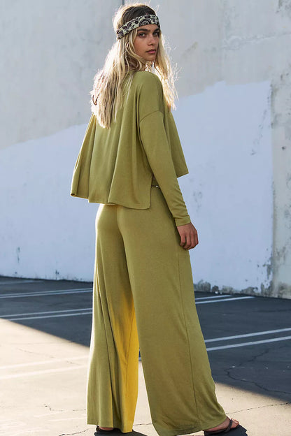Damen Twinset Weites Oberteil und Hose Norvielle