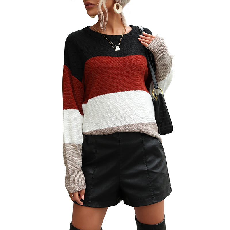 Damen Strickpullover Blockmuster Norvielle