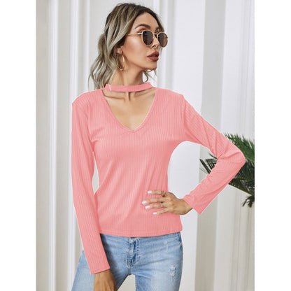 Damen Langarm Bodysuit V-Ausschnitt Schmal Norvielle