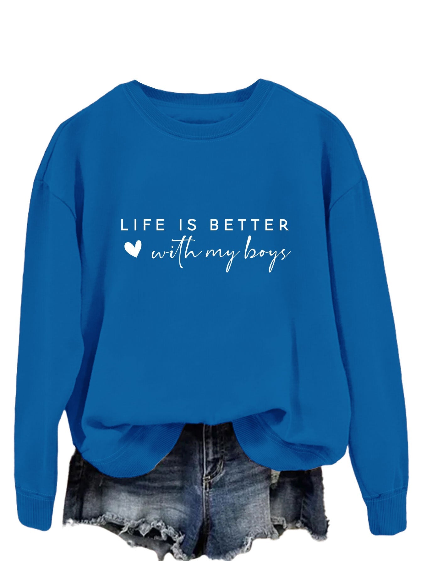 Damen Rundhals-Sweater mit Aufdruck Norvielle