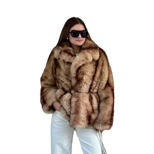 Damen Kunstpelzjacke Breiter Kragen Norvielle