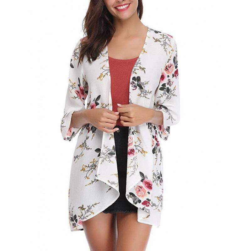 Damen Kimono-Cardigan Blumenmuster Norvielle