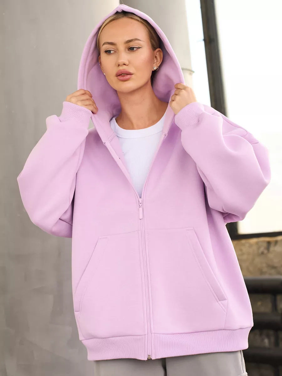 Damen Softshell Zip-Hoodie Jacke Kängurutaschen Weich Norvielle