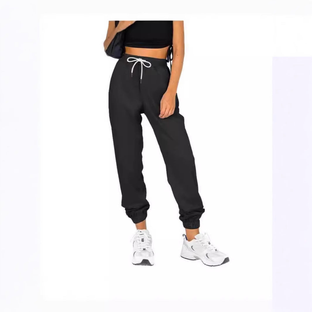 Damen Sport-Sweatpants Elastischer Bund Mit Kordelzug Beige