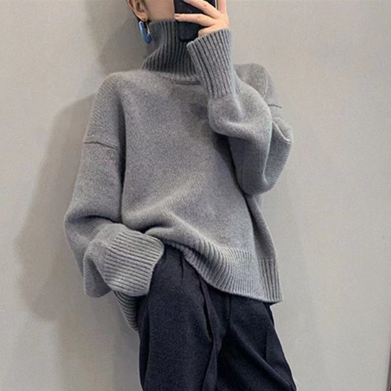 Damen Oversized Rollkragenpullover Weiches Strick Norvielle - Norvielle