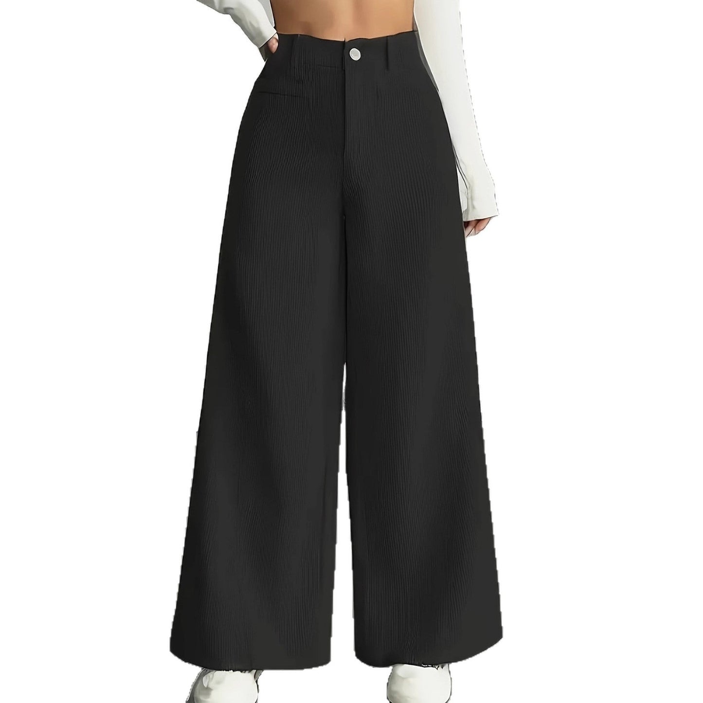 Damen Cordhose Weite Passform Hoher Bund Lang
