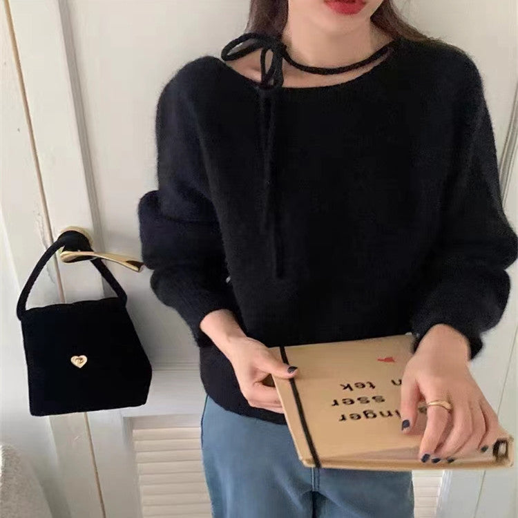 Damen Pullover Weich Norvielle Lässig Dekoratives Halsband