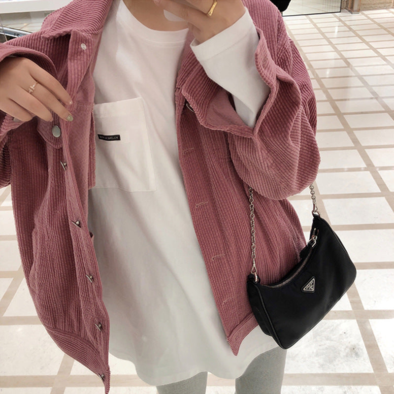 Damen Longsleeve-Shirt mit Tasche Baumwolle Beige