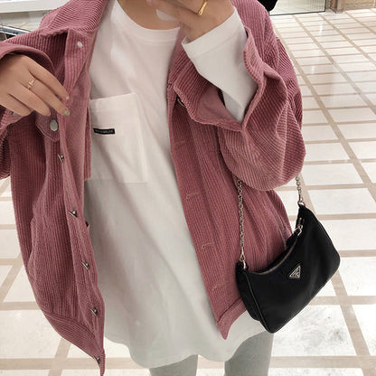 Damen Longsleeve-Shirt mit Tasche Baumwolle Beige