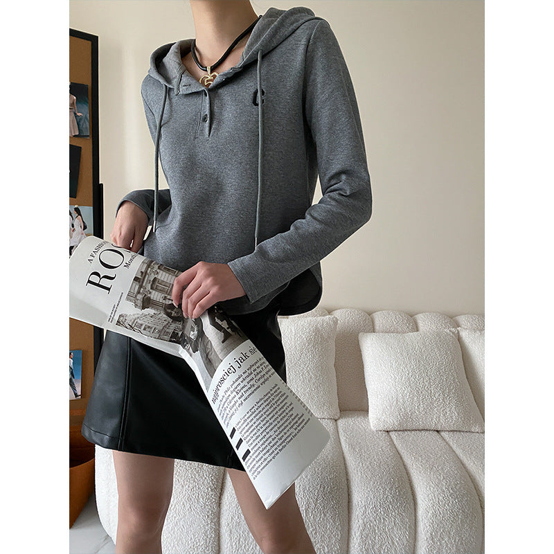 Damen Hoodie Knopfleiste Lässiger Schnitt Norvielle