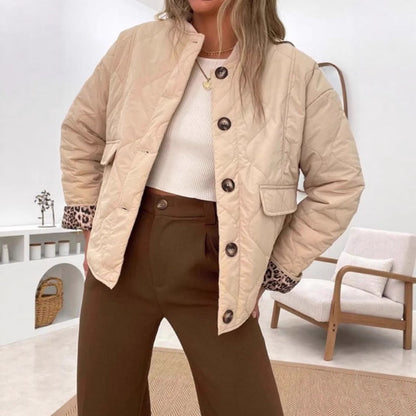 Damen Übergangsjacke Gesteppt Modern Animalisches Innenfutter