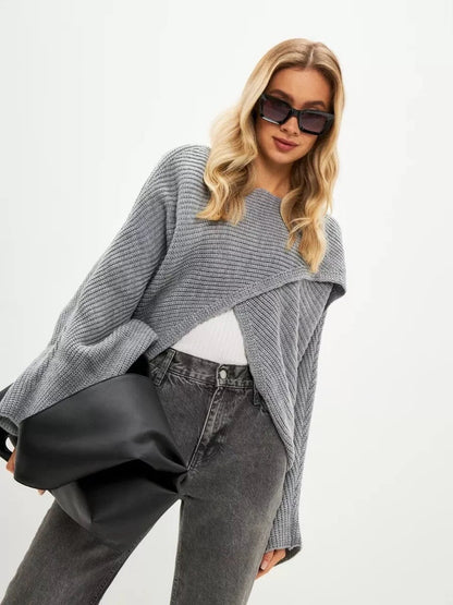 Damen Strickpullover Cropped Weite Passform
