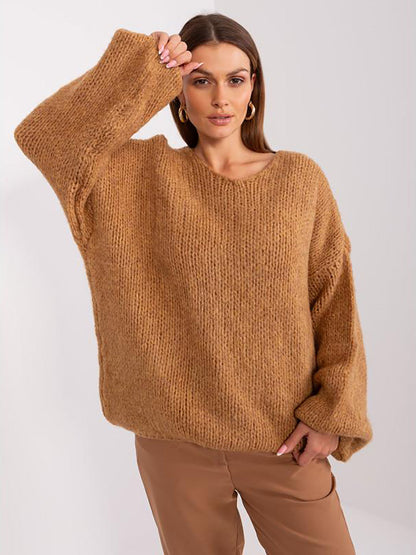 Damen Oversized Grobstrickpullover Weite Ärmel Norvielle