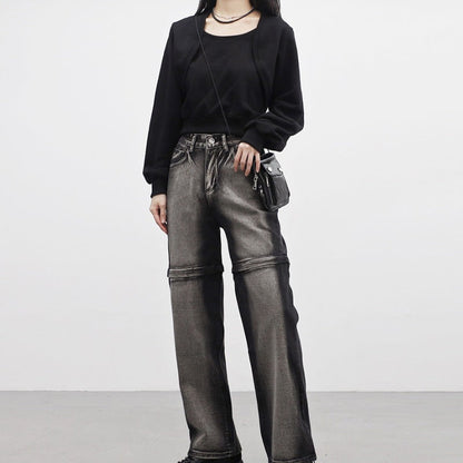 Damen Cropped Sweatjacke Weich Ärmel Norvielle