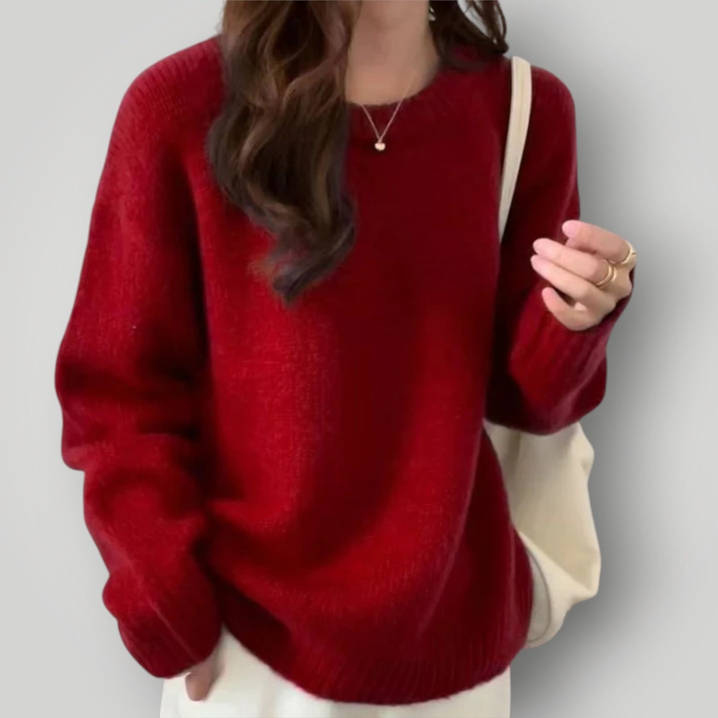 Damen Pullover Weite Passform Langärmlig