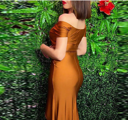 Damen Maxikleid Asymmetrischer Schnitt Schimmer Effekt Norvielle