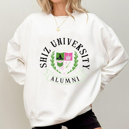Damen Oversized Sweatshirt Universitätsemblem Lässig Grün