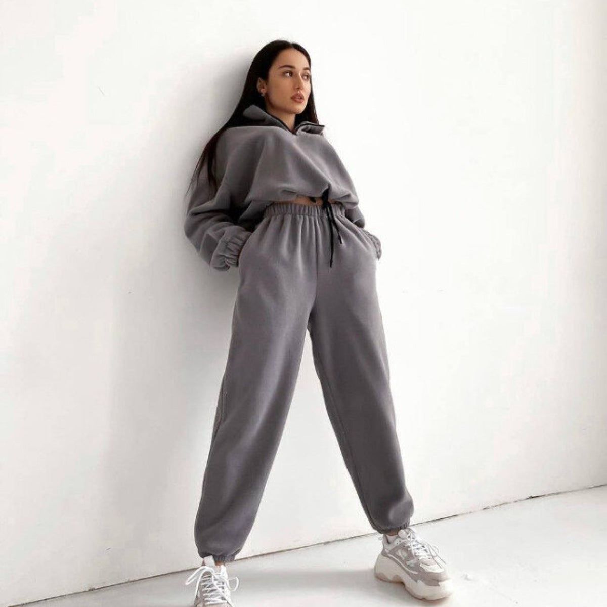 Damen Fleece-Sweatanzug Hochkragen Norvielle