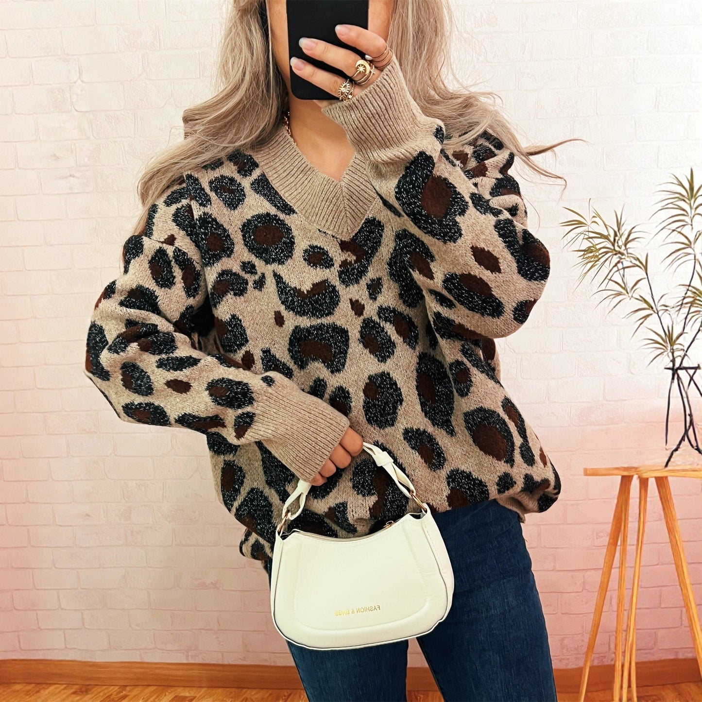 Damen Strickpullover Animalmuster Norvielle