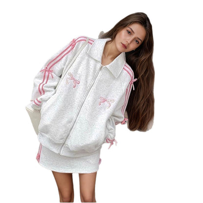 Damen Sweatjacke Sportlich Bindebänder Norvielle